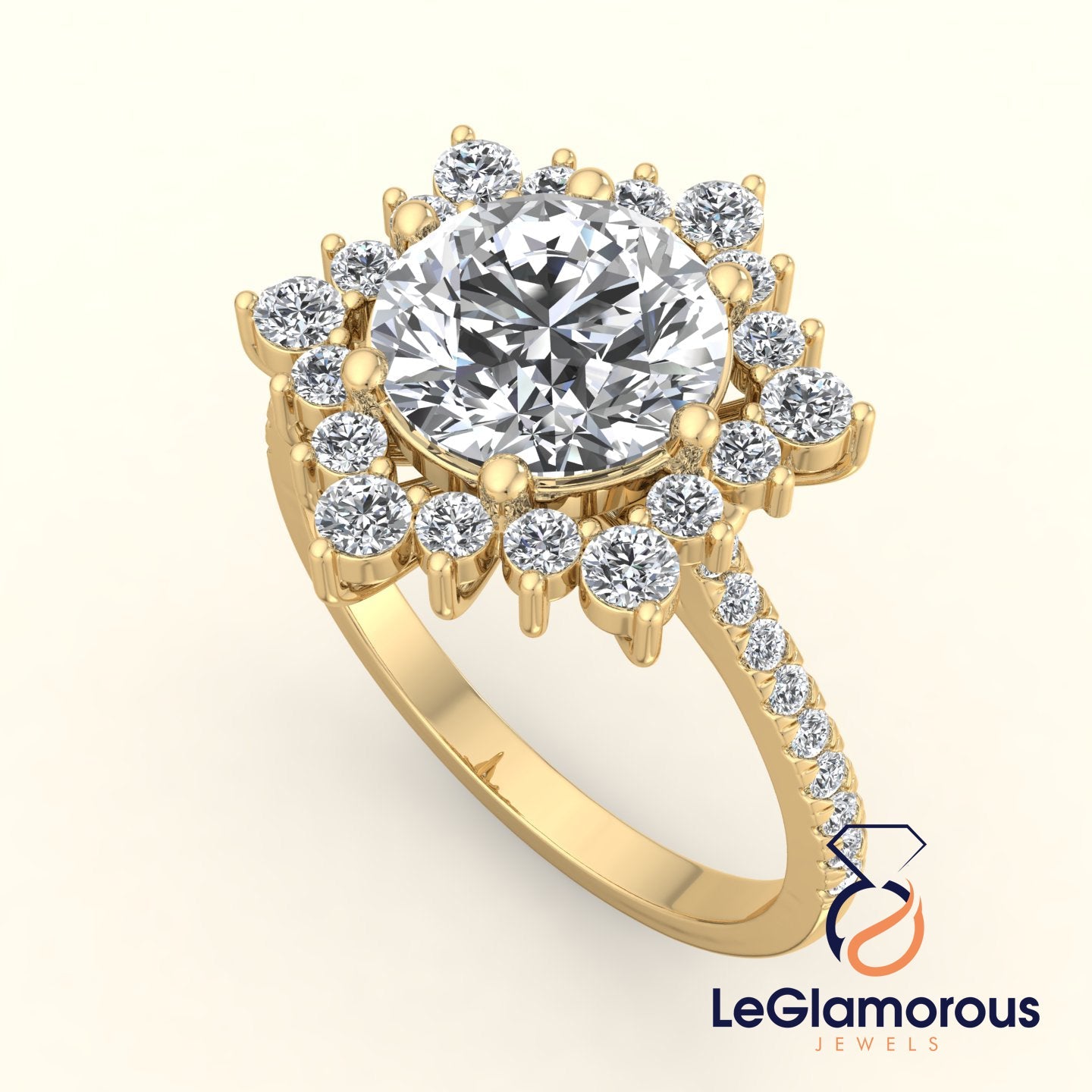 Star Round Cut Halo Engagement Ring For Wedding Gift