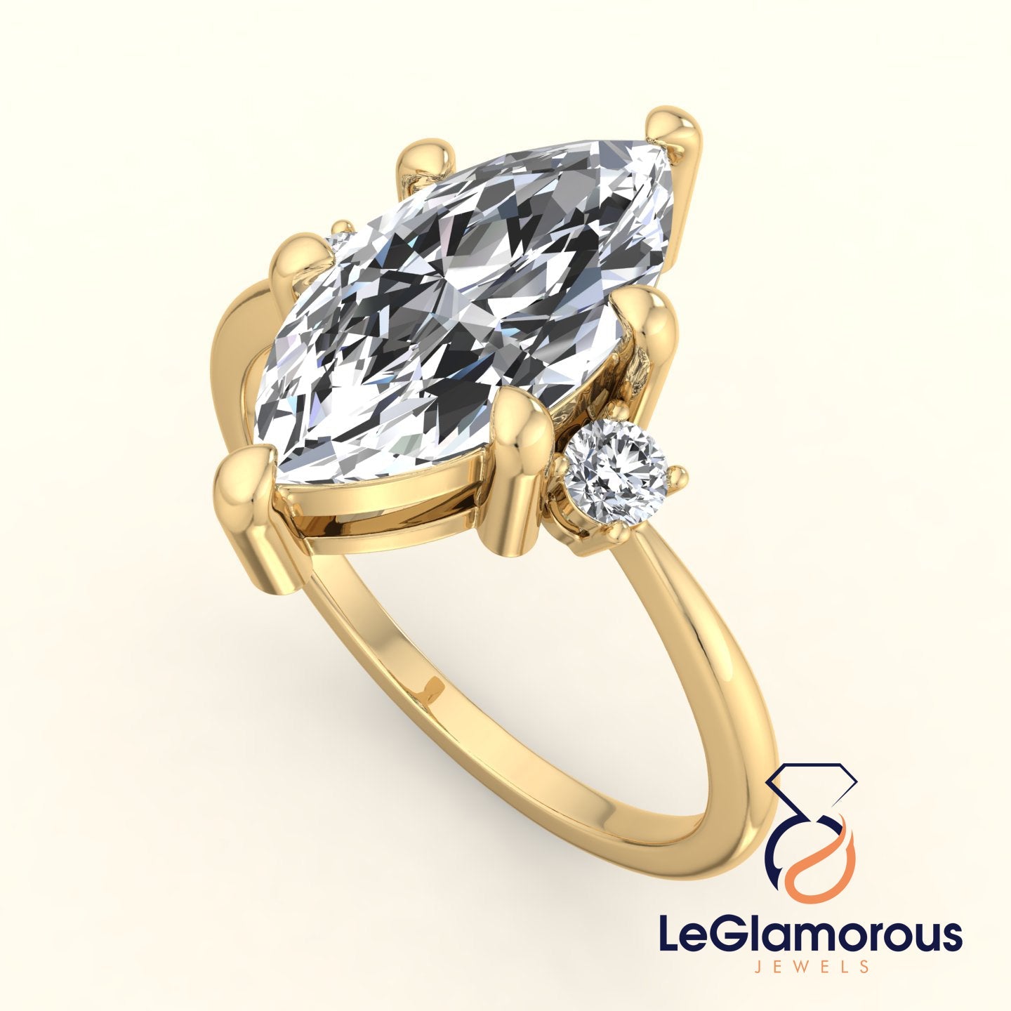 Marquise Cut Three Stone Engagement Ring For Anniversary Gift