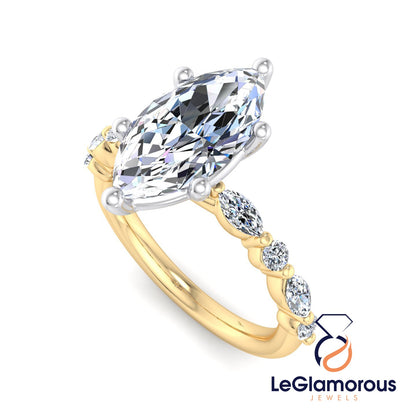 Marquise Cut Lab Grown Diamond Pave Setting Engagement Ring For Her