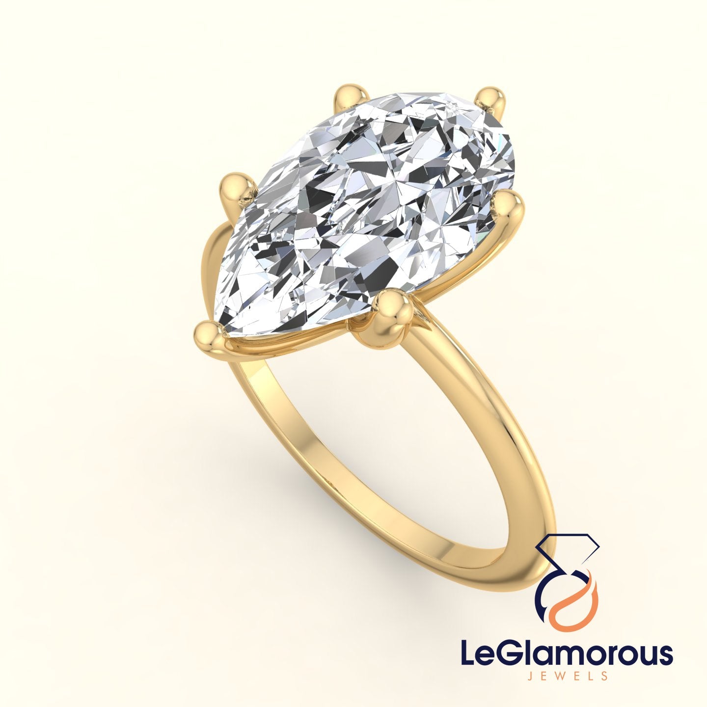 Pear Solitaire Lab Grown Diamond Engagement Ring For Wedding Gift