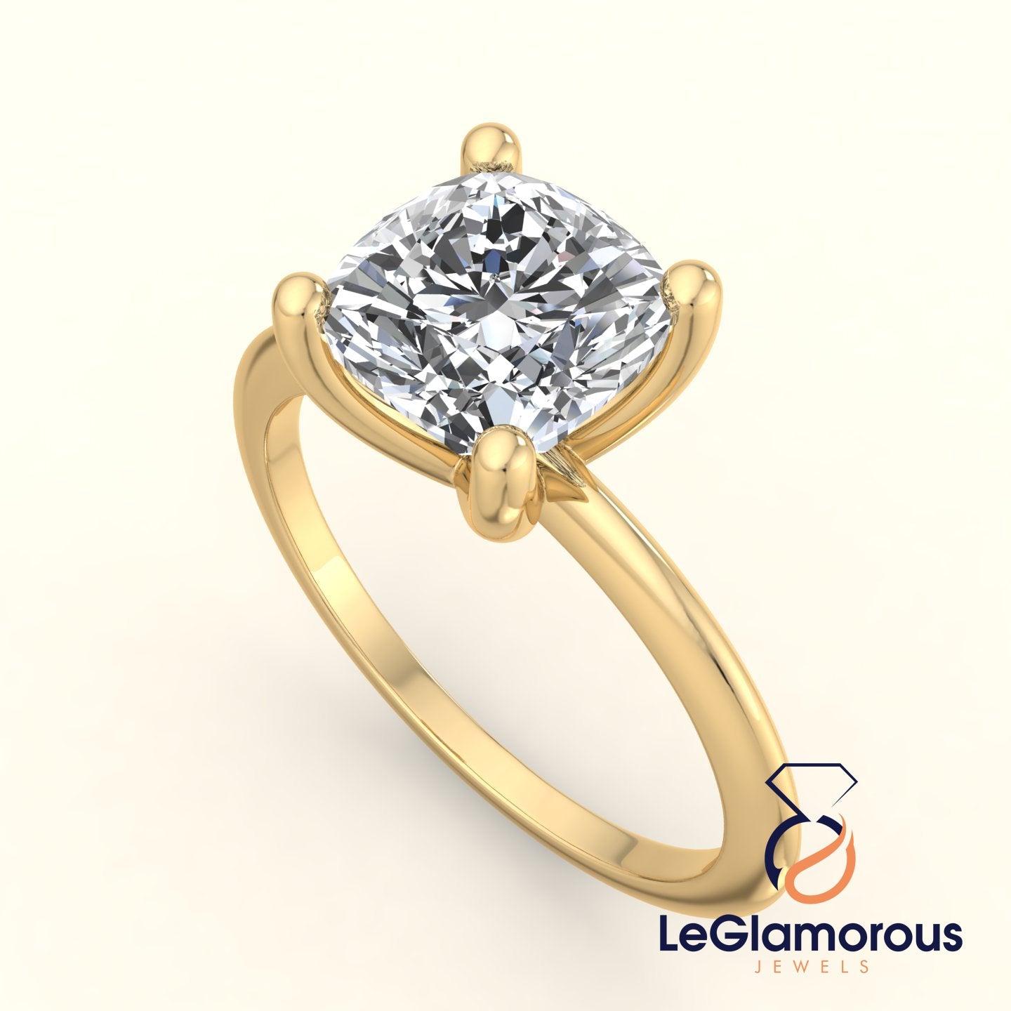 Squre Cushion Solitaire Lab Grown Engagement Ring For Anniversary Gift