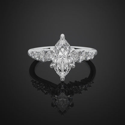 Marquise Cut Pave Style Lab Grown Diamond Engagement Ring For Wedding Gift