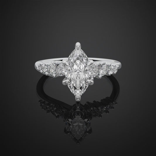 Marquise Cut Pave Style Lab Grown Diamond Engagement Ring For Wedding Gift