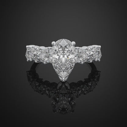 Pear Cut Pave Style Lab Grown Diamond Engagement Ring For Wedding Gift