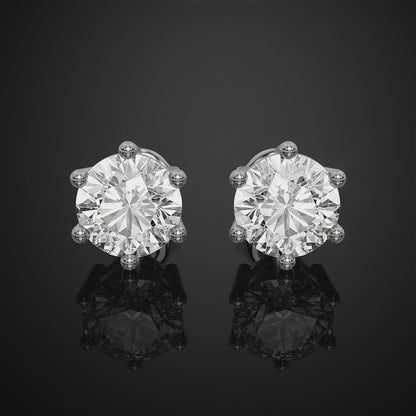 Round Cut Moissanite Diamond Stud Earrings, Colorless Diamond Wedding Earrings