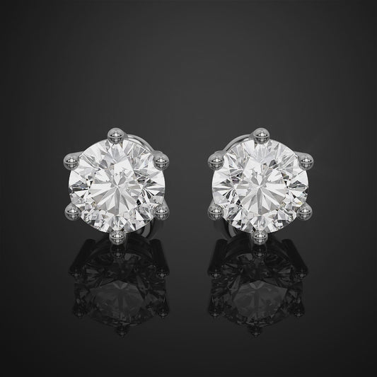 Round Cut Moissanite Diamond Stud Earrings, Colorless Diamond Wedding Earrings