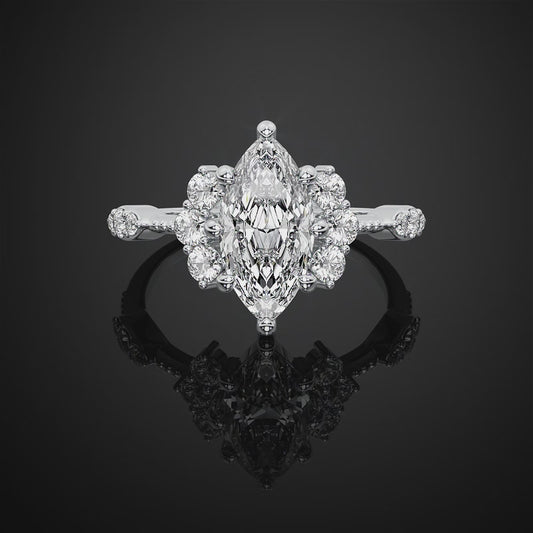 Vintage Engagement Ring, Marquise Cut Lab Grown Diamond Ring