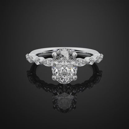 Oval Cut Hideen Halo Pave Style Moissanite Diamond Engagement Ring For Wedding Gift