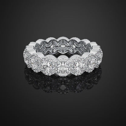 3MM Lab Grown Diamond Round Cut Halo Full Eternity Band For Weddings