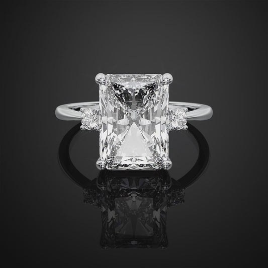 Radiant Cut Three Stone Engagement Ring For Wedding Gift