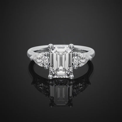 Emerald Cut Three Stone Engagement Ring For Wedding