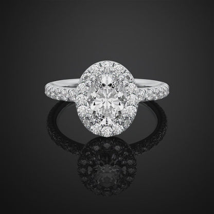 Oval Lab Grown Diamond Halo Engagement Ring For Anniversary Gift