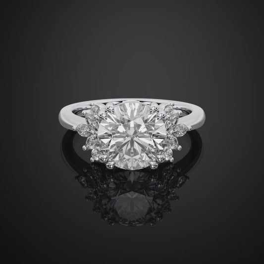 Round Cut Pave Lab Grown Diamond Engagement Ring For Anniversary Gift