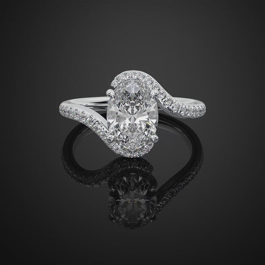 Oval Cut Lab Grown Diamond Pave Setting Engagement Ring For Wedding Gift