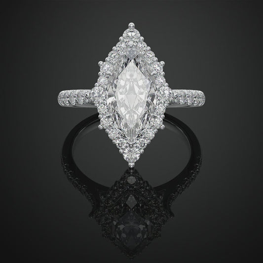 Marquise Lab Grown Diamond Halo Engagement Ring For Anniversary Gift For Her