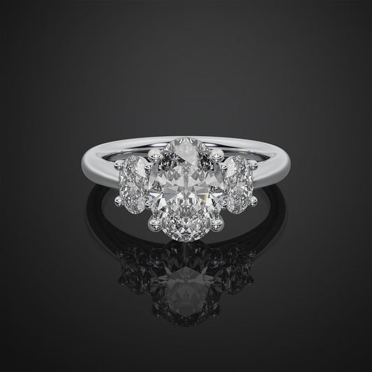 Trilogy Oval Cut Three Stone Engagement Ring For Anniversary Gift