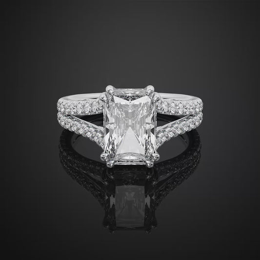 Radiant Cut Hideen Halo Pave Style Moissanite Diamond Engagement Ring For Wedding Gift