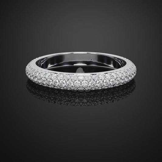 1.00 MM Round Cut Three Layer Lab Grown Full Eternity Band For Women