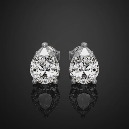 Pear Cut Lab Grown Diamond Stud Earrings, EF/VS Lab Diamond Wedding Earrings