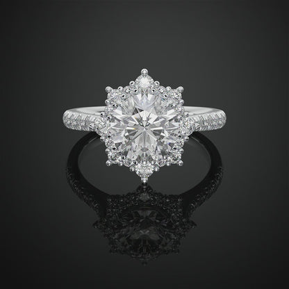 Round Cut Lab Grown Diamond Halo Engagement Ring For Anniversary