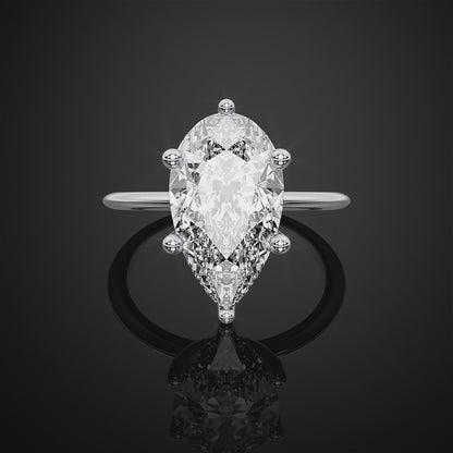 Pear Solitaire Moissanite Diamond Engagement Ring For Wedding Gift