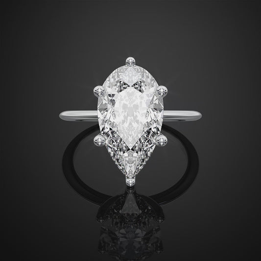 Pear Solitaire Lab Grown Diamond Engagement Ring For Wedding Gift