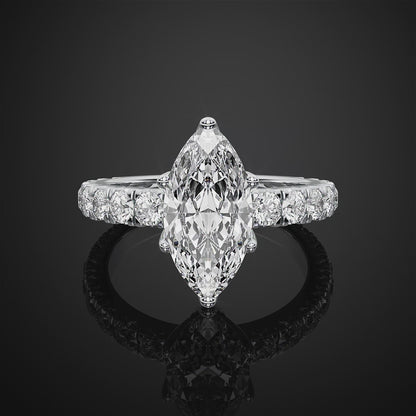 Marquise Cut Lab Grown Diamond Pave Setting Engagement Ring For Anniversay Gift