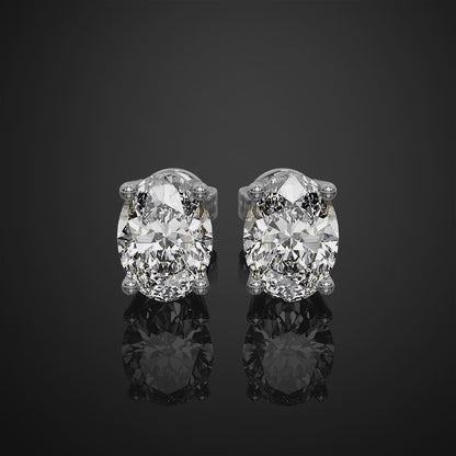 Oval Cut Lab Grown Diamond Stud Earrings, EF/VS Lab Diamond Wedding Earrings