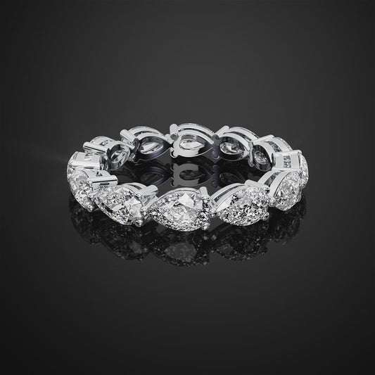 5*3 MM Pear Cut Lab Grown Diamond Full Eternity Band For Anniversary