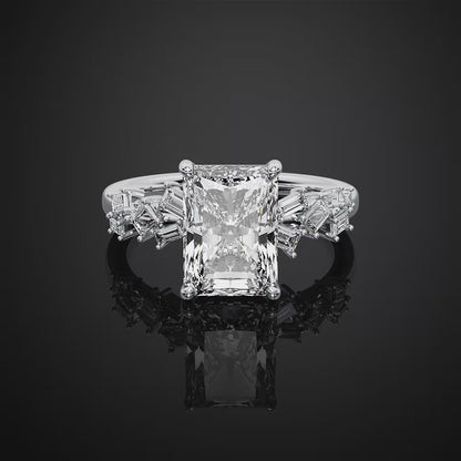 Radiant Cut Hideen Halo Pave Style Lab Grown Diamond Engagement Ring For Wedding Gift