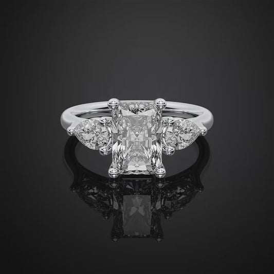 Radiant Cut Three Stone Engagement Ring For Wedding Gift For Her