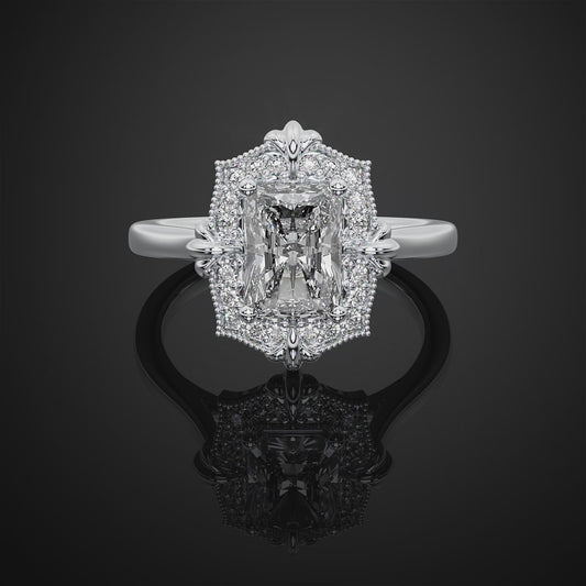 Vintage Radiant Cut Lab Grown Diamond  Engagement Ring For Anniversay