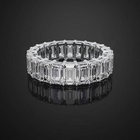 5*3 MM Emerald Cut Lab Grown Diamond Full Eternity Band For Christmas Gift