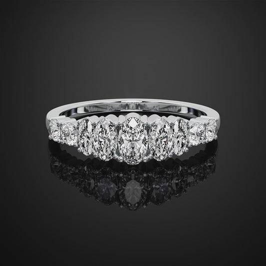 1.50 TCW Oval & Round Lab Grown Diamond Half Eternity Band For Anniversary Ring Gift