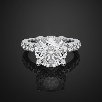 Round Cut Lab Grown Diamond Pave Setting Engagement Ring For Christmas Gift