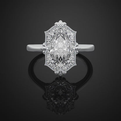 Vintage Marquise Cut Lab Grown Diamond  Engagement Ring For Her