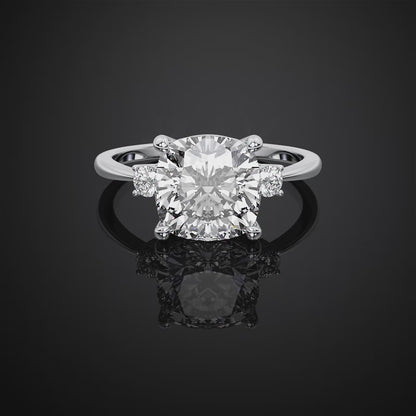 Squre Cushion Cut Three Stone Engagement Ring For Wedding Gift