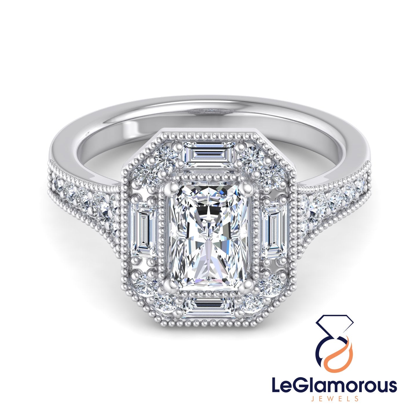 Radiant Cut Halo Lab Grown Diamond Engagement Ring For Anniversary Gift