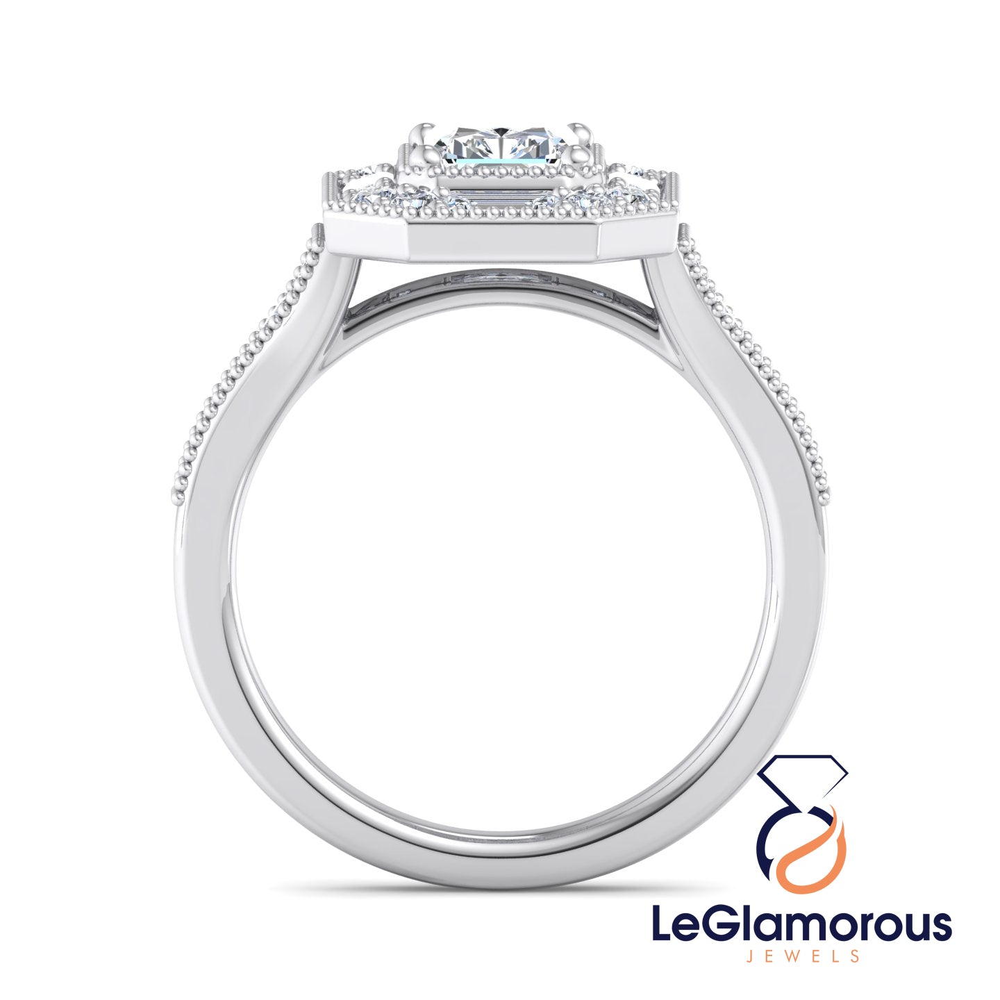 Radiant Cut Halo Lab Grown Diamond Engagement Ring For Anniversary Gift